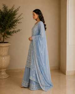 Fashion Three Piece <b>Chikankari</b> <b>Suit</b> Stitched with Embroidered Kurta Matching Bottom and Dupatta for Women Designer Party - Product Image 3