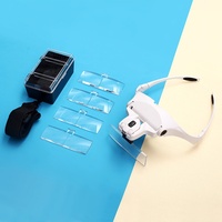 Head-mounted LED Light Reading & False Eyelashes Grafting Magnifier with Repair Function 9892B1