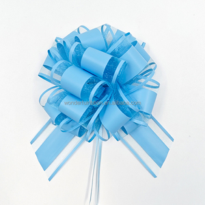 Magnifique nœud en organza uni avec pompon, ruban à tirer pour décoration de Noël ou de mariage - Product Image 5