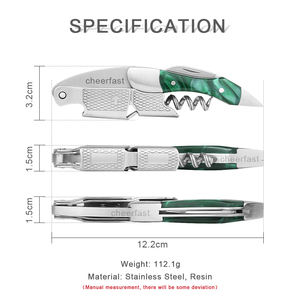 פרטי תווית עיצוב חדש מקובל עיצוב גמיש ירוק שרף יין קורקבורג מקצועי פותחן בקבוק בסיסי - Product Image 6