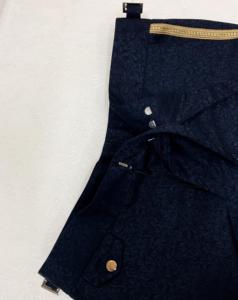 Costume d'affaires pour homme bleu marine, style smoking, simple boutonnage, en laine, grande taille, respirant, imperméable, avec plis sur le devant et doublure dorée - Product Image 4