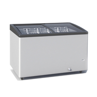 Congelador Comercial X-MING con Tapa de Vidrio Curvo y Puerta Corredera para Helados, Ideal para Supermercados y Tiendas de Conveniencia