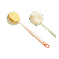 Haute qualité 2-en-1 exfoliation Massage corps douche boule brosse poils doux longue poignée nettoyage Bush