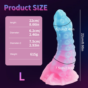 Juguete Anal de Silicona Líquida Pura Hecho a Mano con Forma de Pulpo Dragón Fantástico que Brilla en la Oscuridad, Dildo Expansor Anal de Mano <span class=keywords><strong>Gorda</strong></span> para Adultos - Product Image 4