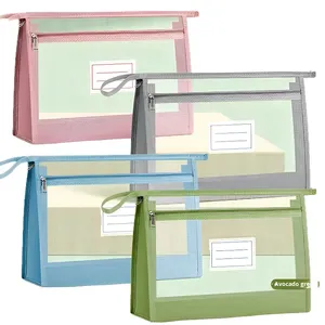 Sac de classement vertical à double couche scellé amélioré, format A4, en maille transparente, pour le rangement portable des élèves du primaire lors de cours de soutien scolaire - Product Image 1
