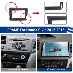 Meihua แผงควบคุมรอบทิศทางสำหรับ Honda Civic ติดเฟรมวิทยุ2012 2015<span class=keywords><strong>ช</strong></span>ุดแผงหน้าปัดสเตอริโอติดรถยนต์เครื่องเล่นดีวีดีจีพีเอส - Product Image 3