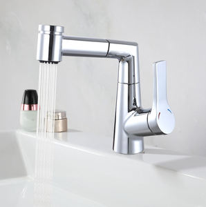 Modern Single Hole Single Handle Brass Basin Faucet with Adjustable Height, High Bathroom Gym Faucet Two Function - Product Image 2