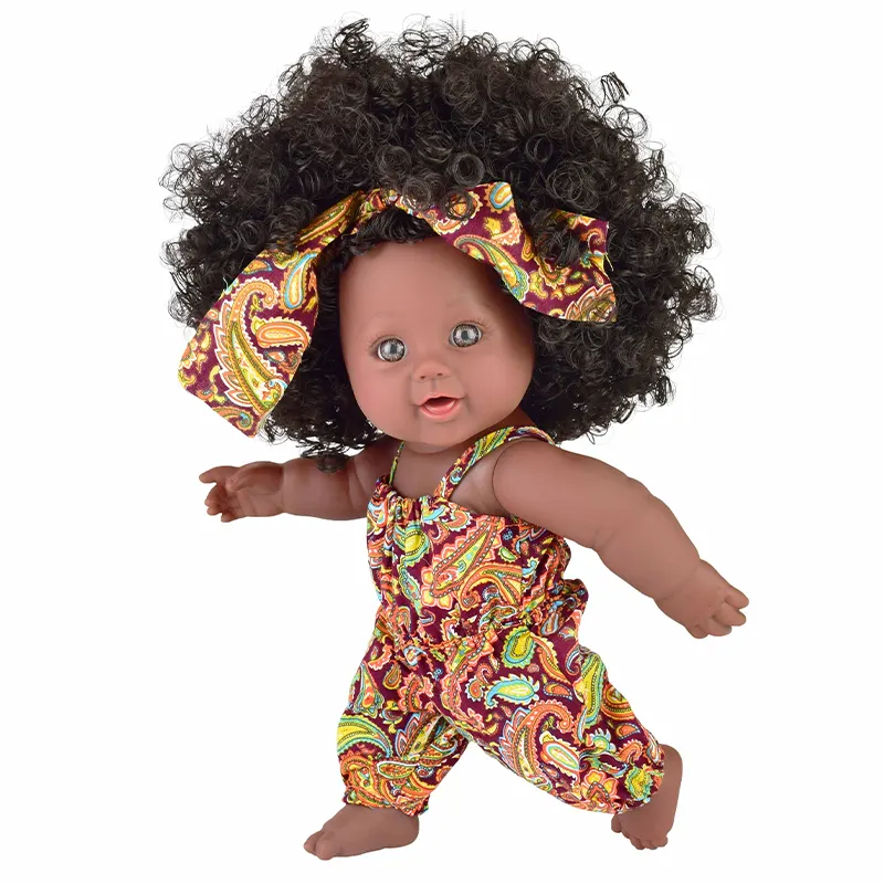 12 इंच विनाइल गर्ल लवली अफ़्रीकी अमेरिकी ब्लैक बेबी डॉल बच्चों के लिए हॉट अनुकूलित यथार्थवादी छोटी लड़की गुड़िया