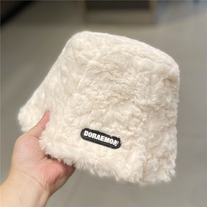 Otoño/Invierno nueva moda felpa cálido todo Color sólido cubo <span class=keywords><strong>sombrero</strong></span> blanco pescador <span class=keywords><strong>sombrero</strong></span> señoras Panamá felpa lavabo <span class=keywords><strong>sombrero</strong></span> - Product Image 5