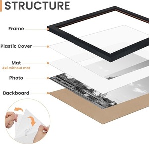 <b>Black</b> Wood Picture <b>Frame</b> Set Photo Display <b>Frame</b> without Mat 8 x 10 5 x 7 4 x 6 Inch Wall Decor - Product Image 2