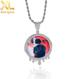 Collar de Latón Chapado en Oro Personalizado con Colgante de Marco de Fotos en Forma de Gota de Agua, Regalo de Joyería Personalizada para Hombres y Mujeres - Product Image 2