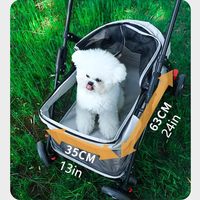 Poussette pliable pour animaux de compagnie, respirante, motif uni, tissu Oxford, fermeture éclair réglable, transporteur extérieur pour chiens et chats