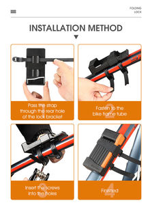 Antivol <span class=keywords><strong>pliable</strong></span> pour vélo, scooter, moto, VTT, vélo électrique, <span class=keywords><strong>cadenas</strong></span> pour vélo, marque OEM West Biking. - Product Image 2