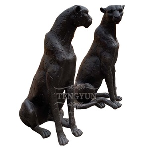 Bronzo nero leopardo statua in metallo ottone ghepardo scultura giardino <span class=keywords><strong>pantera</strong></span> decorativa per la vendita - Product Image 1