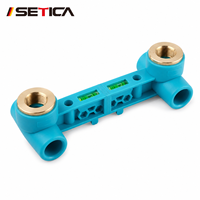 Raccord en T SETICA bleu PPR à double filetage femelle avec insert en laiton, adaptateur fileté pour soudure par fusion, pour connexion de tuyaux de construction