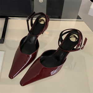 Spring and Summer New European American Style Fine <b>Heel</b> Pointed Leather Simple Fashionable High-heeled Women's Shoes - Product Image 3