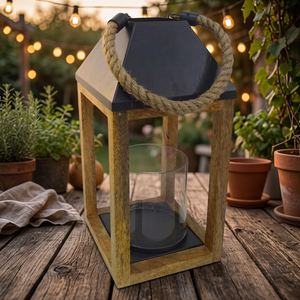 Outdoor Lantern Wood and <b>Rope</b> - Product Image 3