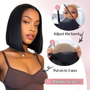 Peluca Bob de cabello humano de 12 pulgadas, pelucas sin pegamento, cabello humano prearrancado precortado 5*5 HD, pelucas frontales de encaje para mujeres, densidad 150% corta - Product Image 3
