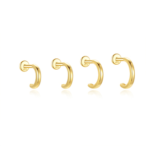Single Flat Gold New S925 <b>Sterling</b> <b>Silver</b> Classic Versatile Smooth Multi-size <b>Cartilage</b> Spiral Piercing <b>Earrings</b> for Women - Product Image 1