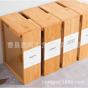 Caja de Almacenamiento de Madera con Tapa, Rectangular, Color Madera Natural, para Arroz - Product Image 4