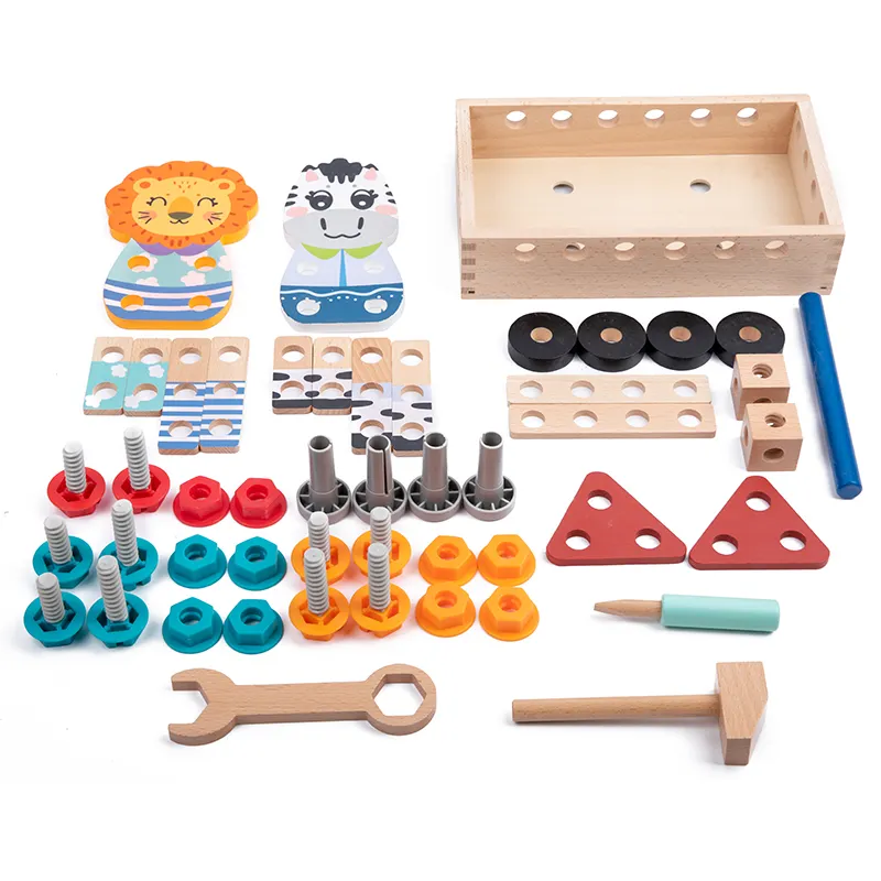 Kit di attrezzi in legno per bambini giocattolo da costruzione con giocattoli sensoriali materiale Montessori giocattoli educativi da costruzione Montessori regalo