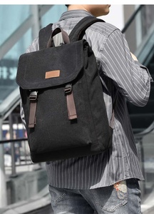 Minimalist Canvas <b>Backpack</b> 20-37L Waterproof Daily Use Unisex Soft Handle Zipper Closure - Product Image 3