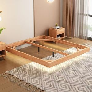 Marco de cama <span class=keywords><strong>flotante</strong></span> de madera con cama de pared tamaño King de madera de <span class=keywords><strong>roble</strong></span> maciza moderna ligera con almacenamiento cama <span class=keywords><strong>flotante</strong></span> de madera Tatami - Product Image 5