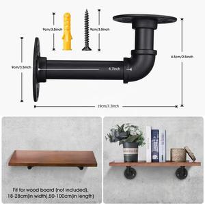 Supports d'étagère industriels en fonte 19 x 6,5 cm, vintage noir, pour montage mural, étagère flottante pour salle de bain, rangement rustique à domicile - Product Image 2