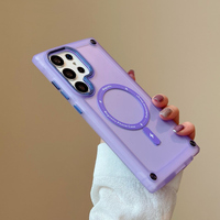 Casing HP Transparan Berlapis Embun Untuk Samsung Galaxy S25 S24 Ultra Lensa Metal Pengisian Daya Nirkabel Kristal Anti Selip Hard Cover