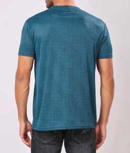 T-shirt à manches courtes pour homme, coupe ajustée, col en U, décontracté, avec imprimé géométrique sur toute la surface - Product Image 3
