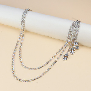 Cadena para Pantalones con Diseño de Calavera, Doble Capa, Cadena Corporal de Metal, Joyería de Moda para Halloween, Aleación de Zinc, Estilo Transfronterizo - Product Image 4