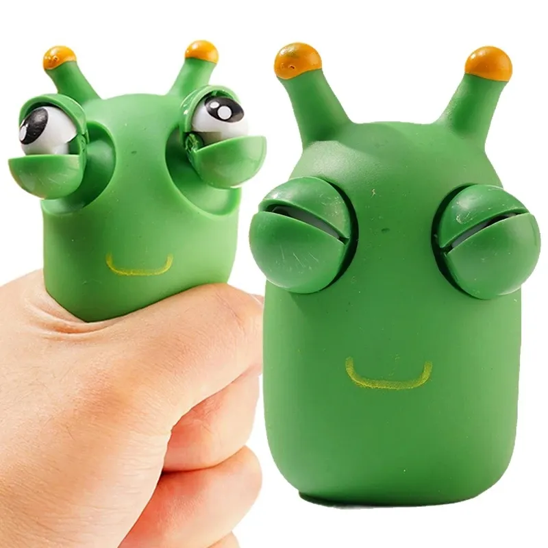 Креативная Зеленая гусеница, выдавливающая игрушка, выталкивающая глаза, зажимающая глаза, для взрослых, детей, для снятия стресса, Детская Шутка, забавная игрушка