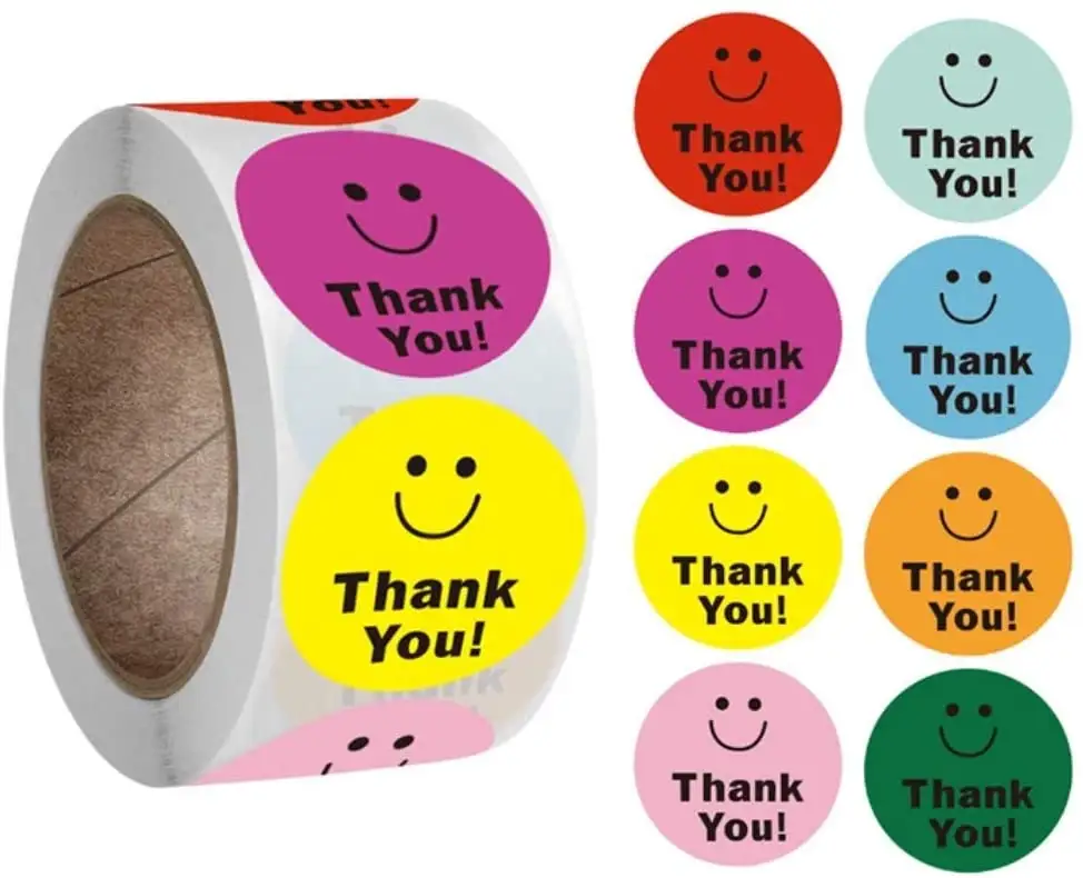 Pegatinas de agradecimiento, etiquetas adhesivas de 1 '', planificador feliz, 500 Uds., pegatina motivadora sonriente