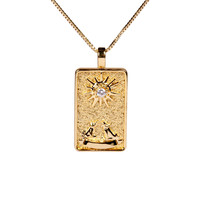 BINSHUO Vente en gros Personnalisé Laiton Zircon Bijoux 18K Tarot Pendentif Collier Salomon Style Plaqué Or Tarot Charmes Pendentif Collier
