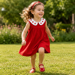 Vendita all'Ingrosso di Nuovi Vestiti Personalizzati per Bambine, Abito Senza Maniche Rosso in 100% Cotone, Vestiti Estivi per Bambine - Product Image 1