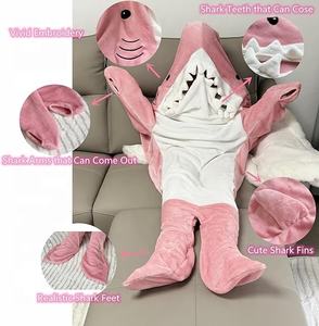 Оптовая Акула Одеяло Фланель Флис Толстовка Onesie Животное Спальные Мешки Износостойкий Косплей Спальный Костюм для Взрослых и - Product Image 6