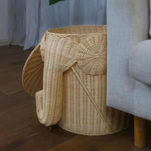 Handmade Wicker Elephant Storage <b>Basket</b> Round Eco-Friendly <b>Laundry</b> Hamper For Bathroom Toy Clothes Organizer - Product Image 3