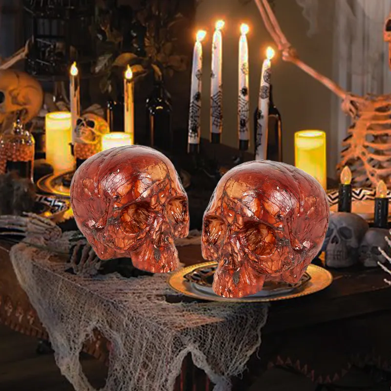 Haunted House Light Weight Wholesale Red Bloody Halloween Plastic Human Skulls