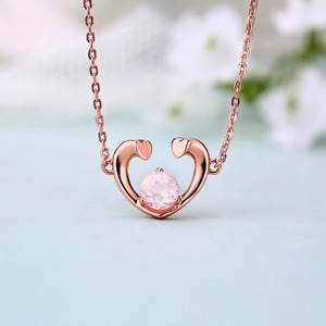 Joyería de oro rosa cuarzo rosa puro corazón roto collar - Product Image 4