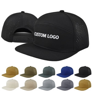 Custom Logo Quick Dry Waterproof <b>Flat</b> Brim Snapback <b>Cap</b> Laser Cut Holes Perforated Trucker Hats Blank Gorras for <b>Men</b> Women - Product Image 1