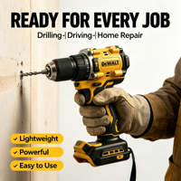 Perceuse à percussion sans fil DEWALT 20V DCD805 avec moteur sans balais, batterie au lithium, pour démontage et montage de vis industriels à grande vitesse