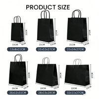 Sacs en papier kraft personnalisés avec logo imprimé, sacs d'emballage noirs unis, sacs de shopping recyclables à marque privée, vente en gros