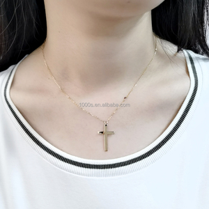 الأفضل مبيعاً قلادة كلاسيكية سادة 9K 10K 14K من الذهب الصلب الحقيقي قلادة متدلية مجوهرات للمسيحية - Product Image 5