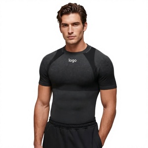 Custom Performance Activewear Manufacturer Compression Gym T Shirt <b>Polyester</b> Spandex Moisture Wicking Private Label Supplier - Product Image 1
