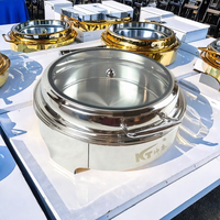 Kuntai – Réchaud de buffet de luxe en acier inoxydable doré avec couvercle en verre, 6 L, pour soupes chaudes et aliments, idéal pour hôtels et restaurants