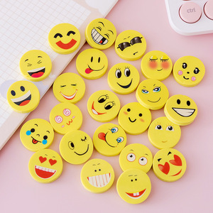 Macaron venta al por mayor lindo borrador amarillo cara sonriente dibujos animados 2,5 cm borradores de lápiz redondos borradores escolares para niños - Product Image 1