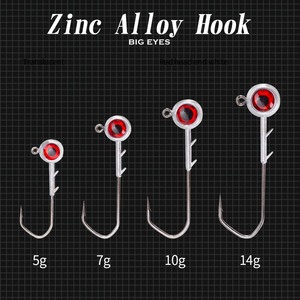 Hunthouse Nouveaux Hameçons de Pêche Ajing avec Yeux Rouges 5g 7g 10g 14g Tête de Jig en Alliage de Zinc Leurre pour Poisson-Pierre Accessoires de Pêche - Product Image 4
