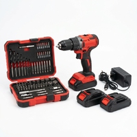 Perceuse à percussion sans balais 21V, couple de 55 Nm, kit 24 pièces, garantie 1 an, rouge et noir