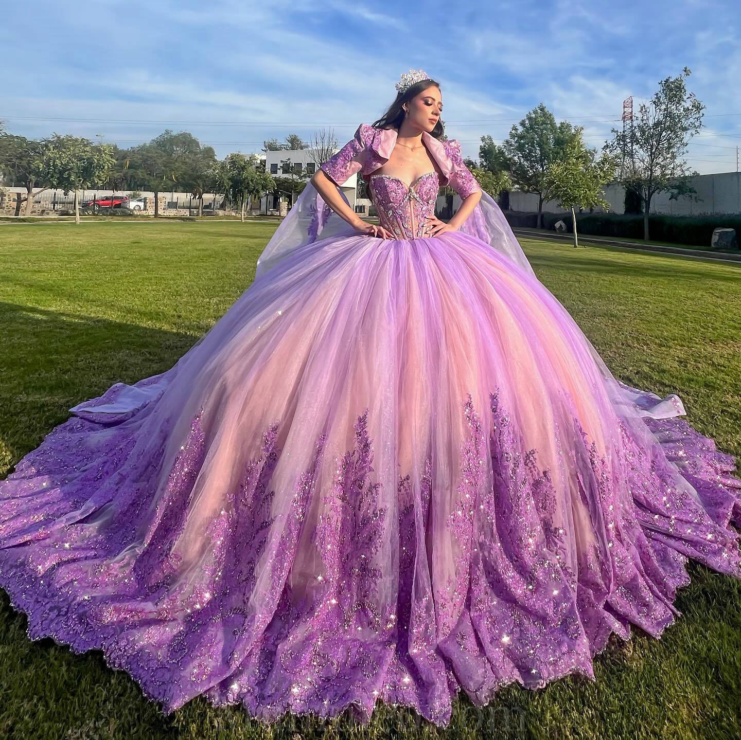 Wholesale Lilac Quince Dress 2024 Ball Gown Princess Dress Two Piece Vestidos de 15 Anos Instagram Gowns,2 Pieces