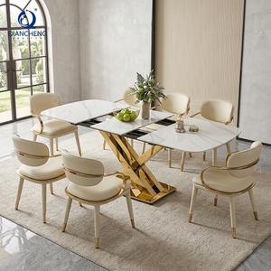 <span class=keywords><strong>Table</strong></span> à manger extensible moderne personnalisée, gain de place, pieds en métal, plateau en ardoise blanche - Product Image 1